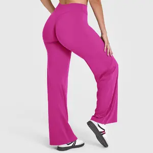 Soft Motion Straight Leg Bottoms Women's Mid-Waist Yoga Pants GYM Leggings Naked Feel Pilates Running Sports Trousers SpringStatements No Front Womenswear Basic Minimalist