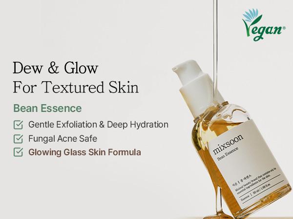 [mixsoon] Bean Essence Duo (50ml x 2) – Gentle Exfoliating Korean Skin Care Essence for Hydrating, Smoother Texture and a Dewy, Glass-Skin