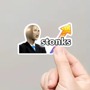 2 pcs Vinyl Stonks Sticker, Stock Market Investor Meme, Cryptocurrency Trader Trading Sticker, Water Bottle Computer Guitar Box Adhesive, Gift for Investors and Trader