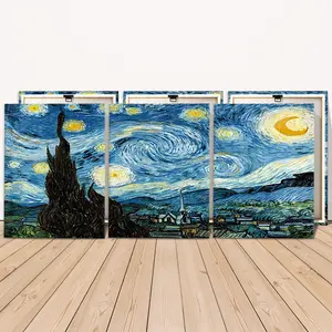 3 Counts Wooden Framed Canvas, Starry Night Sky Landscape Images, Poster, Living Room Decoration, Modern Art, Abstract Design, Family Poster, Wall Art Decoration, Waterproof Art, Decorative Artwork
