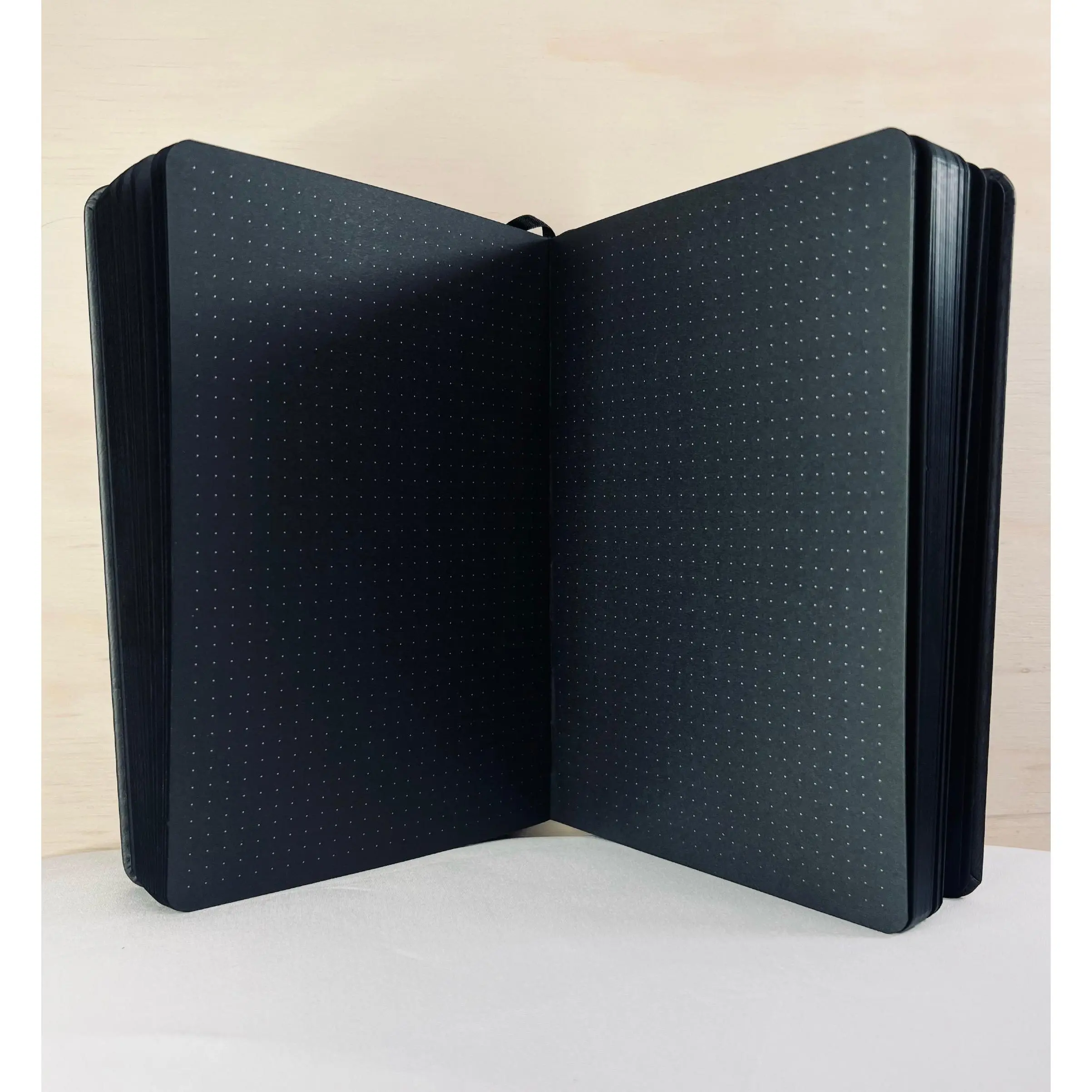 BLACK Page Notebook BLACK COVER (Dotted Journal) (FREE STICKERS)