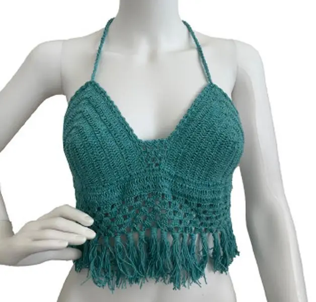 Everything Nepali Halter Top-Teal, Slim-Fitting & Sexy for Outdoor Occasions, Summer Season & Short Length