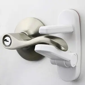 Door Lever Lock 2 Pack - Durable ABS with 3M Adhesive Backing - Prevents Toddlers from Opening Doors - Easy One-Hand Operation for Adults