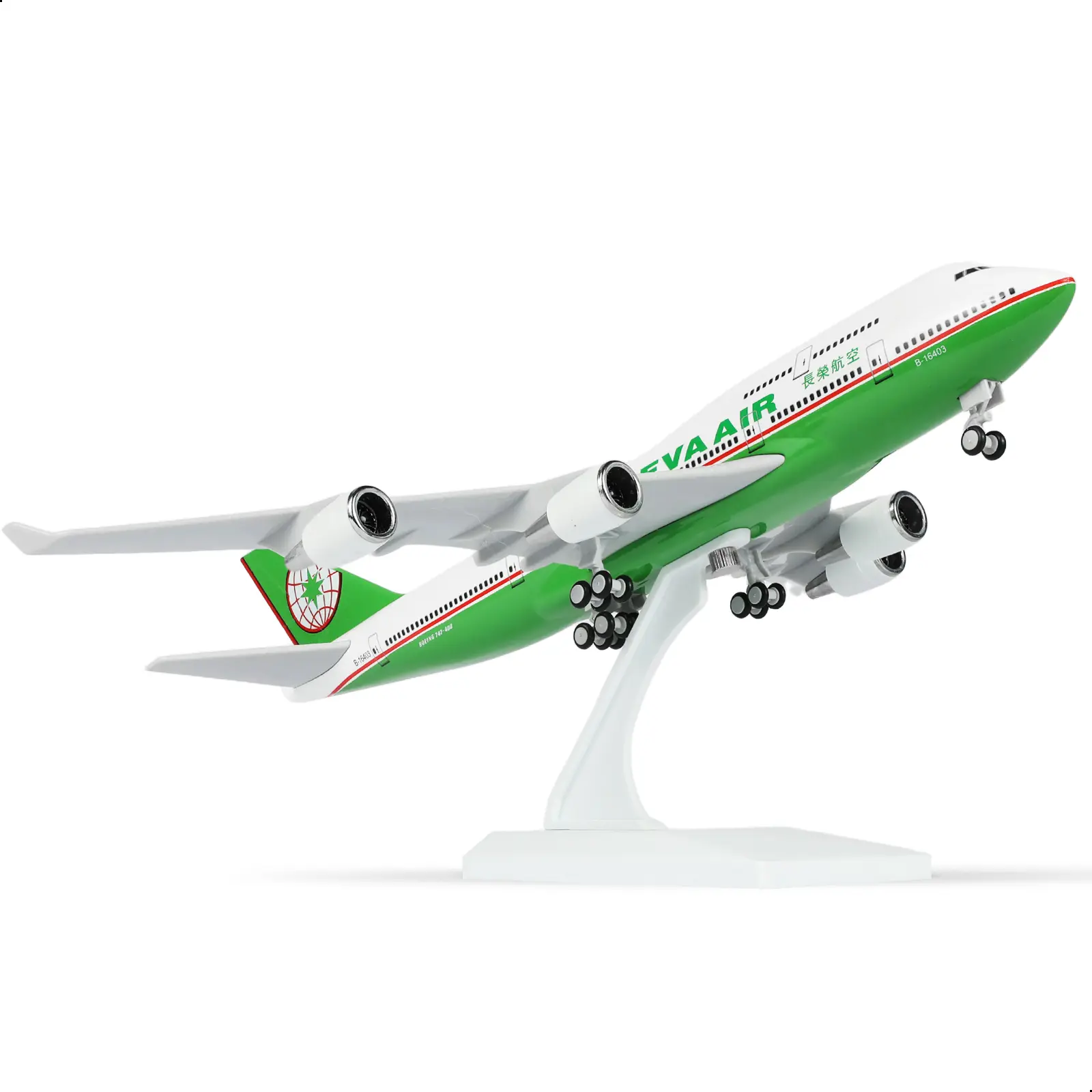 Boeing 747 Airplane EVA Air, 1/240 Scale Diecast Resin Model Plane, 30cm Collectible Display Gift for Model Toy Enthusiasts