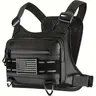 Black Unisex Tactical Chest Vest - Gorpcore Accessory with American Flag Patch, Ample Space, Secure Fit, Tactical Equipment, Outdoor Sport Design, Versatile for Enhancing Trail Running Experience, Sohochic