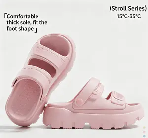 Women's Comfort Slides Double Buckle Adjustable Plastics Flat Sandals Flipflop Slipper Platform