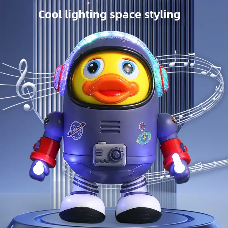 Electric Dancing Space Duck Singing and Swinging Robot Children's Educational Toy with Cool Lighting and Space Styling
