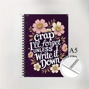Vintage Floral Fun Sarcasm Notebook, A5 Size, Dual Coil Binding, 360° Flippable Pages, Inner Lined Paper, Humorous Cover, Deep
