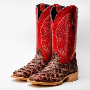 Brown Genuine Boots - Square Toe