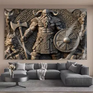 Sweet Tapestries Viking warrior basrelief with axe and shield Cute Interior decoration Tapestry Wall Hanging
