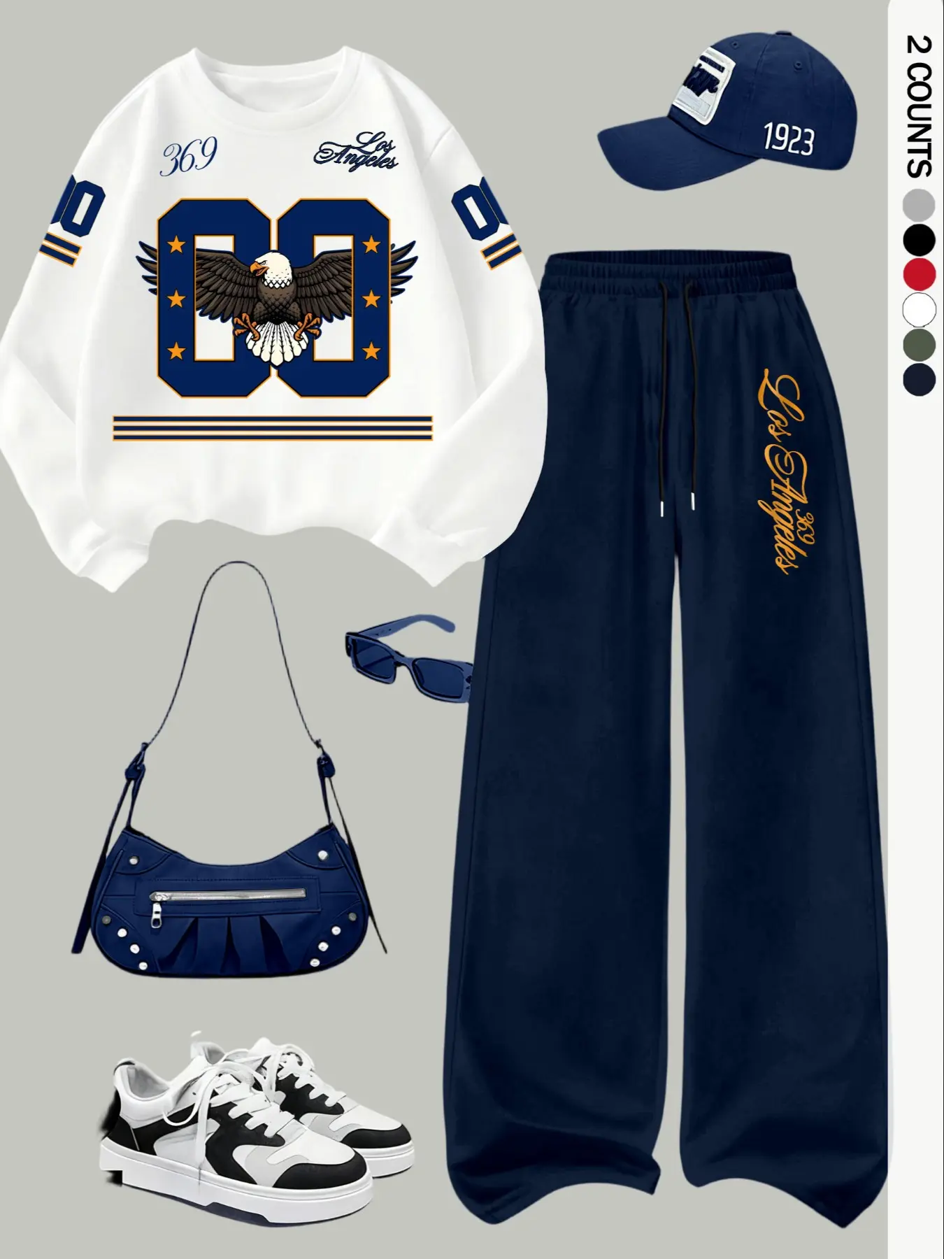 Women's Casual Loose Fit Two-Piece Set Outfit, Graphic Digital Animal Eagle Print Long Sleeve Hoodie and Wide Leg Pants, Fall Winter, Comfortable and Stylish, Fashion, Matching Set Outfit
