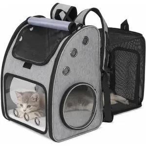 Expandable Cat Backpack Carrier Airline Approved Pet Carrier for Cats & Small Dogs Breathable Mesh Bubble Window Anti-Collapse for Travel Hiking Camping Hold Pets Up to 18 Lbs