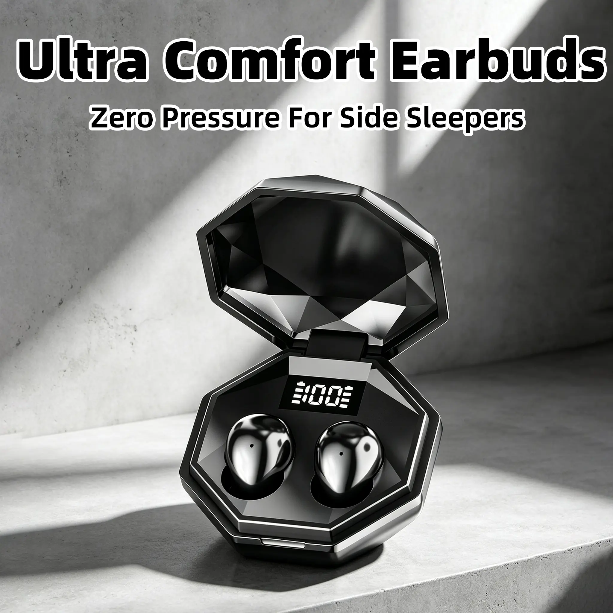 Mini Bluetooth Sleep Headphones - Wireless BT Mobile Audio Device, Lightweight Pocket-Sized, Water Resistant, Noise Isolating, Comfortable Overnight Wear for Side Sleepers, No Ear Pain/Pressure, Immersive Surround Sound, Rechargeable