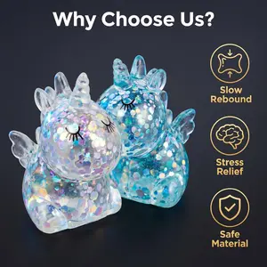1/2 pack of glitter giant unicorn squeeze toy, a popular stress-relieving plush toy, perfect as a surprising sensory gift for both children and adults