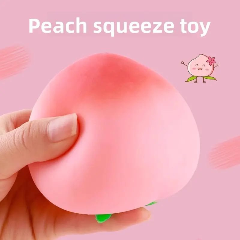 Children's Creative Peach TPR Rubber Slow-Rebound Squishies Toy - Unisex Youth (15-35 Years Old) Anxiety Fidget Casual Stress Relief Rubber Squeeze Toy, Ages 7+