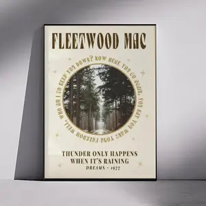 Fleetwood Mac Poster, Stevie Nick Aesthetic Bedroom Decoration, Retro Music Album Wall Art, Rock Music Lover Gift, 70's Vintage Art Print, Fleetwood Mac Inspired Vintage Wall Print for Studio, Classic Rock Band Poster, Music Room Decor