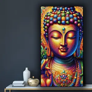 Buddha Pattern DIY Diamond Arts Colorful Painting Kit without Frame, DIY Decorative Art Picture, Wall Art Decor for Home Living Room Bedroom