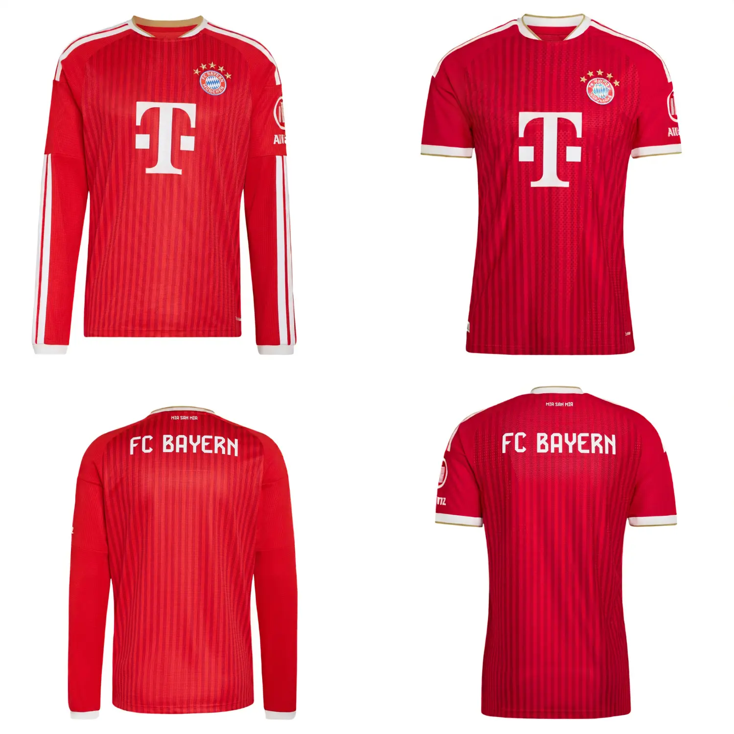 FULL LOGO Classic Red Tonal Stripe Soccer Jersey, Short and Long Sleeve German Powerhouse Football Shirt, Unisex Match Day Fan Top and Premium Training Sportswear
