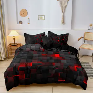 Geometric Print Duvet Cover Set, 3 Counts/set Including 1 Duvet Cover & 2 Pillowcases without Filler, Soft Comfortable Bedding Set for Home Bedroom Hotel