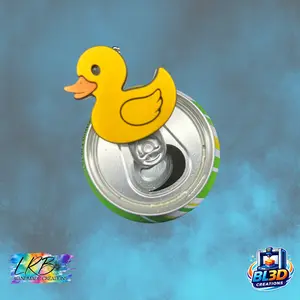 Rubber Duck Can Tab Opener Keychain – 3D Printed Nail Saver Soda Can Opener – Funny Rubber Ducky Drink Tab Helper Accessory – Handmade Keychain Gift