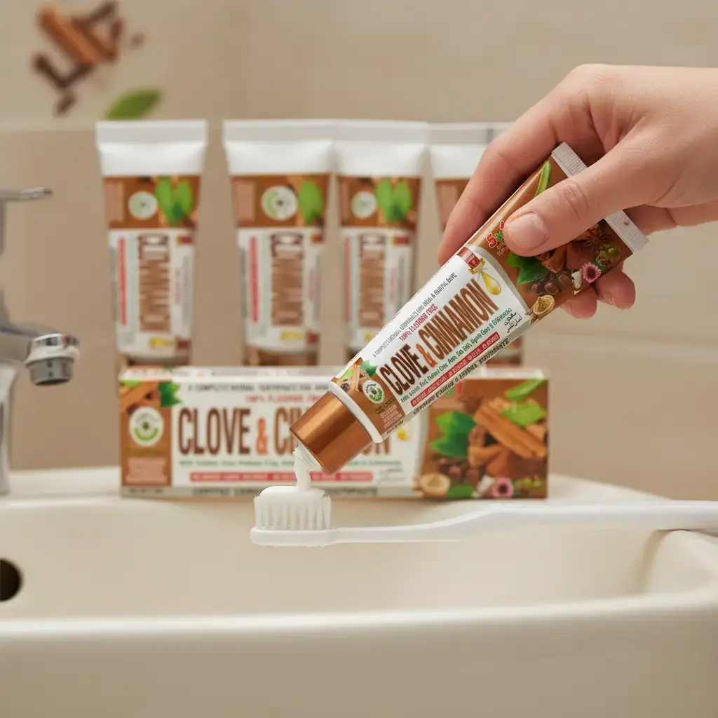Organic Clove & Cinnamon Herbal Toothpaste Al Riyan-5 In 1-Fluoride free, 6-pack