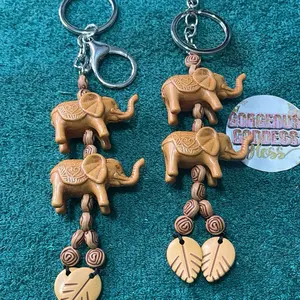 Wooden Elephant Key Chains