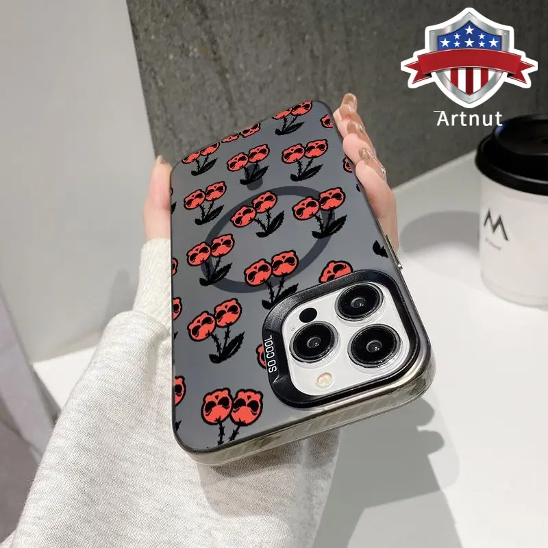Skull Cherry Party Pattern Magnetic Phone Case for iPhone17 16 15