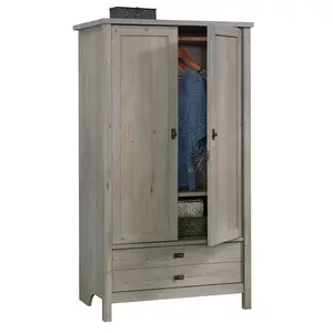 Sauder Cottage Road Armoire with Two Spacious Doors Hidden Storage Area Garment Rod & Adjustable Shelves Smooth-Glide Drawers