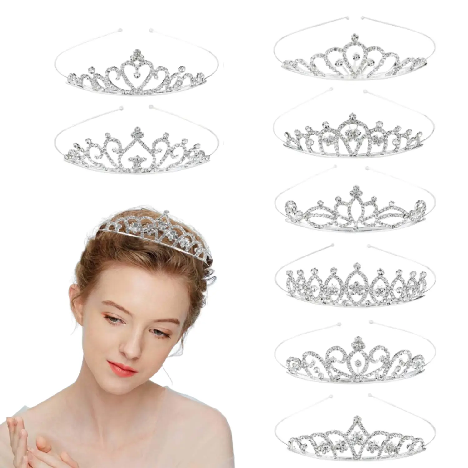 8-Pack Crystal Tiara Crowns with Elegant Crown Design, Women's Headbands for Bridal Wedding, Prom - Tools & Hardware, Power Tool Accessories