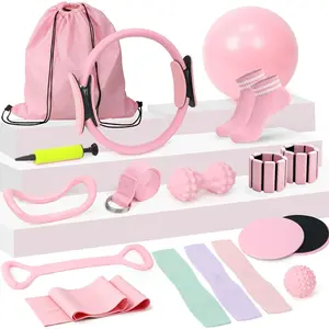 Pilates Equipment Kit for  Workouts,  Pilates Essentials Kit for Women with Pilates Ring and Ball Set, Ankle Weights, Resistance Bands, Sliders, Massage Ball & Socks Accessories for Starter