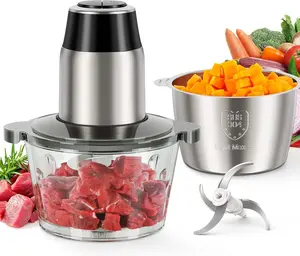 Multi-Function Food Chopper & Meat Grinder, 450W Electric Processor with 2 Bowls (Glass & Stainless Steel), Fast Chopping for Meat, Veggies, Fruits, Nuts – #CookingHacks #KitchenFinds