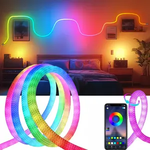 RGB nylon flexible rope light, APP control, rainbow color 39/118 inch music synchronous LED Light Strips, suitable for parties, dances, homes, bedrooms RGB lighting kit, the best gift for Christmas Smart Led Lighting