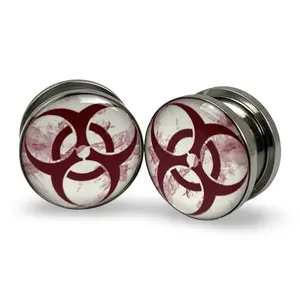 Biohazard Style 2 Picture Plugs gauges pair body jewelry