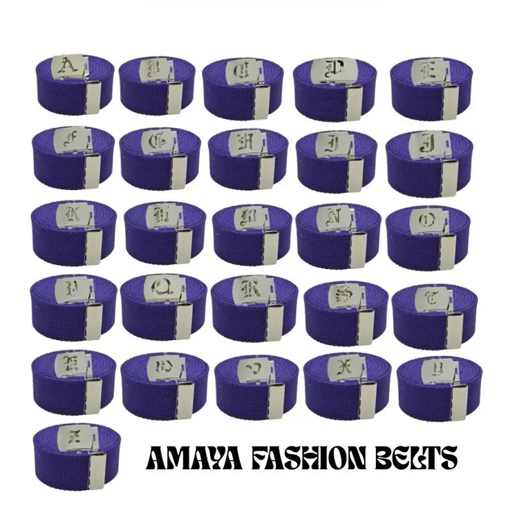 Purple Old English Buckle with belt/ Canvas belts/ Adjustable belts/ Men and Women belts