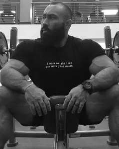 Typewriter Series Men's Fitted Short Sleeve Crew Neck T-Shirt "I Move Weight Like You Move Your Mouth" 60% Polyester 40% Cotton Blend