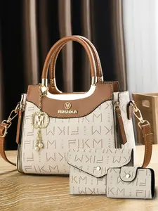 New High-End Luxury Letter Print Handbag Set, Fashionable Crossbody Messenger Bag, Casual PU Material, All Seasons Style