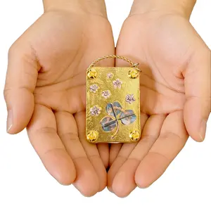 Mini Gold-Plated Flower Press with Clover Design Handcrafted Miniature Floral Press Kit for Nature Walks Garden Collecting & Botanical Art