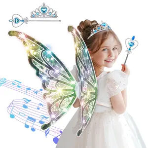 [New release] Glowing Butterfly Wings Pretend Play Dress-up and roleplay toys , Angel Wings for 3-8 year Years Girls, Fun Play, Fancy Toy for Kids Halloween, Christmas Birthdays gift
