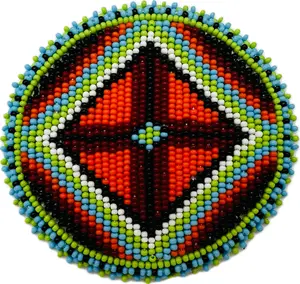 Handmade beaded native style Aztec 3 inch rosette/applique