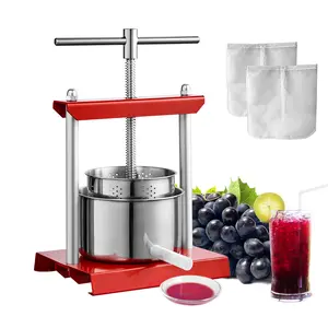 VEVOR Fruit Wine Press,  0.88 Gallon/3.36L, 2 Stainless Steel Barrels, Manual Juice Maker, Cider Apple Grape Tincture Vegetables Honey Olive Oil Making Press with T-Handle for Outdoor, Kitchen and Home