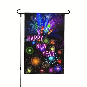 60x96Inch 1pc Happy New Year Welcome Garden Flag Christmas Winter Yard Flags Large Home Decor Outdoor Decor Yard Decor Garden Decorations Holiday Decoration Double-sided Printed Courtyard Garden Flag No Flagpole