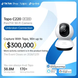 TP-Link & Tapo C220 2K Pan/Tilt Smart Security Camera – Pet & Baby Monitor with Motion Tracking, Starlight Night Vision, 2-Way Audio, 512 GB Local/Cloud Storage, Alexa & Google Home