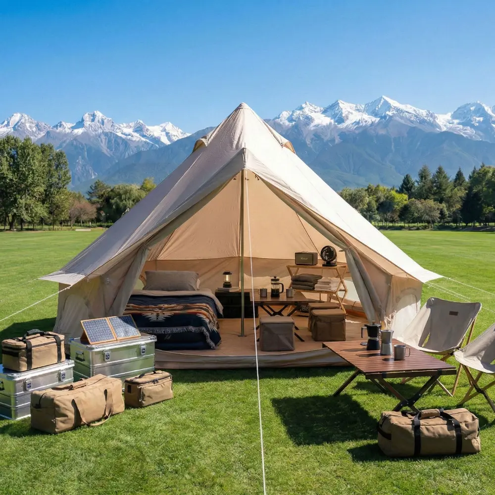 9.8-inch Outdoor Camping Tent, with Stove Vent, All-Season Dome Tent, Ideal for a Family of 4, Waterproof