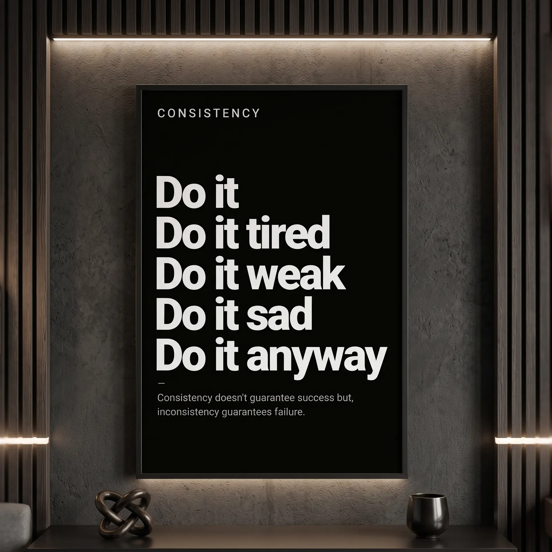 "Do It Anyway" Consistency Quotes Canvas Wall Art - Premium Wrapped Fabric Mural, Hardcore Motivational Gym Fitness Workout Poster for Living Room
