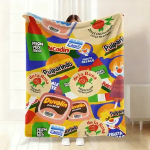 Vibrant Cinco de Mayo Themed Blanket with Colorful Mexican Snack Design, Cozy Gift for All Seasons for Family and Friends, Perfect for Home or Festive Christmas Celebrations, Holiday Gift, Party Accessory, Colorful Pattern, Vibrant Design, Ultrasonic Embo