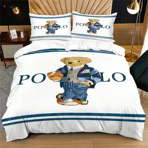 Bear Theme Duvet Cover Set, Teddy Bear Pattern, Kids and Young Adults Bedroom Decor, Includes 1 Fitted Sheet and 1 or 2 Pillowcases