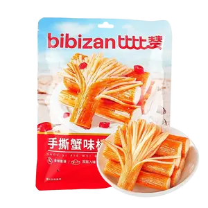 BiBiZan Spicy Crab Sticks 140g | Ready-to-Eat Seafood Snack | Hand-Pulled Imitation Crab Flavor
