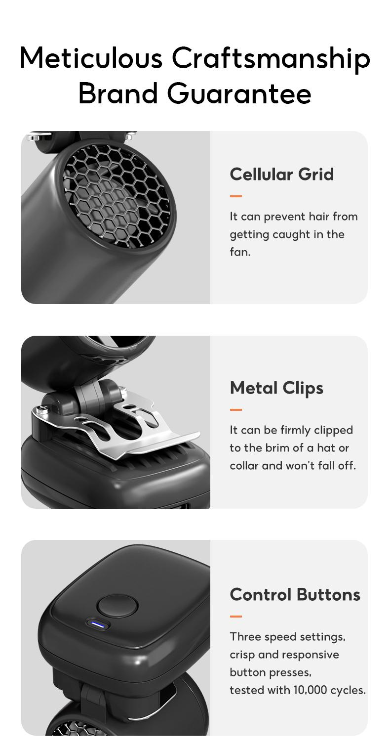 Yodevoe USB rechargeable handheld fan, portable cooling fan, 90° adjustable clip-on fan, mini and compact, suitable for outdoor sports and travel.