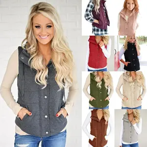 Womens Casual Quilted Puffer Vest Lightweight Zip Up Drawstring Jacket Outerwear with Pockets