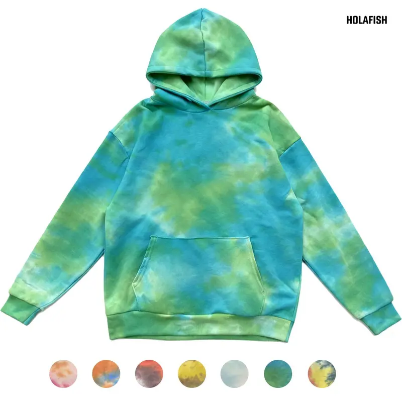 Holafish Women's Retro Bold Tie-Dye Hoodie - Unisex Roomy Hooded Sweatshirt, Relaxed Fit Blank Top, Layerable Over Tees, Ideal for Casual Outings, New Year, Great Gift For Her
